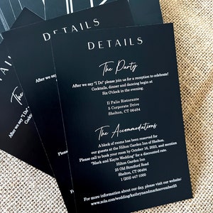 Detailkarten für die Hochzeit | Minimalistische Antwortkarte | Hochzeitseinladung mit Detail | Gedrucktes Detail | Doppelseitige Detailkarte