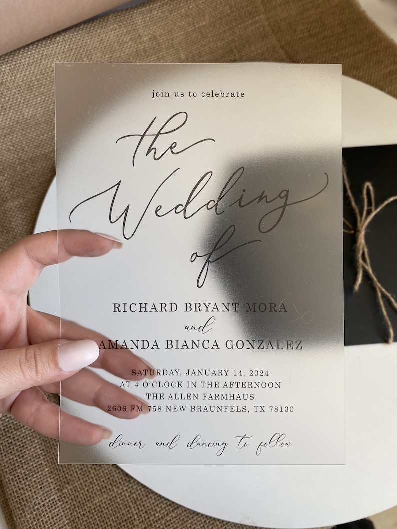 Wedding Invitation Acrylic Invitations Acrylic Gold Etsy