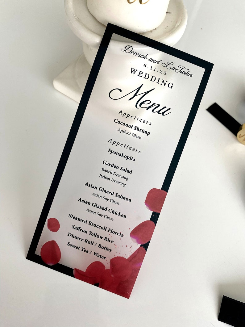 Acrylic Menu Card Wedding Menu Acrylic Wedding Detail Card Etsy
