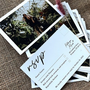 Antwortkarten für die Hochzeit | QR-Code Antwortkarte | Minimalistische Antwortkarte | Hochzeitseinladung mit Rsvp | Antwortkarten | Doppelseitig bedruckte Karte