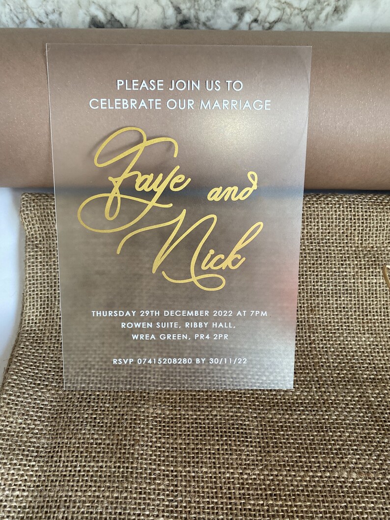 Wedding Invitation Acrylic Invitations Acrylic Gold Etsy