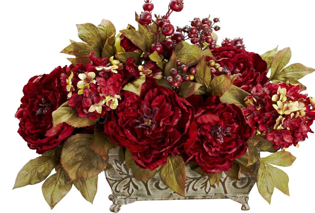 Silk Dried Flower Arrangementred Etsy