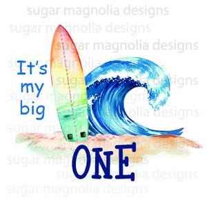 Beach sublimation design, first birthday PNG for sublimation,  t shirt, bodysuit, Surf the big One, baby girl or boy, instant download
