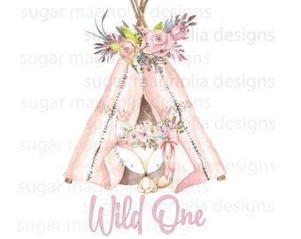 Boho Wild One Girl: First Birthday Sublimation Design (PNG Digital Download)
