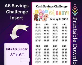 Seguimiento del desafío de ahorro para bebés (tamaño A6) imprimible
