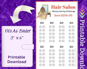 A6 Hair Salon Savings Challenge Printable Insert for Women Hair Care for Hair Extensions Budget for Hair Stylist fund for Hair Color Savings