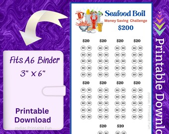 Seafood Boil Savings Challenge, A6 Budget Binder Insert (Printable Download)