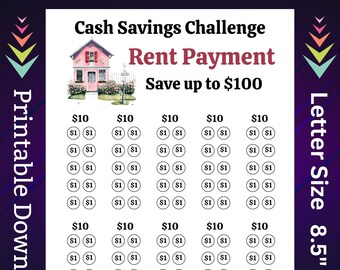 Rent Savings Challenge Printable | Home Payment Tracker (Digital Download)