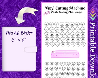 Vinyl Cutter Savings Challenge Printable, A6 Budget Tracker (PDF)