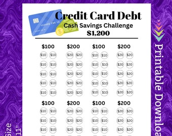 Credit Card Debt Payoff Tracker Saving Challenge Printable