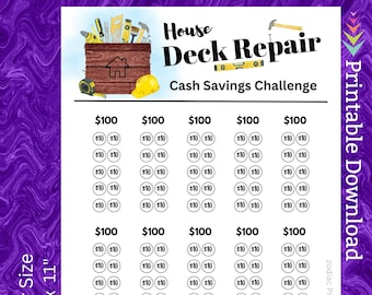 Home Savings Challenge Printable for Outdoor House Deck Repair for Family Home Improvement Renovation for House Maintenance