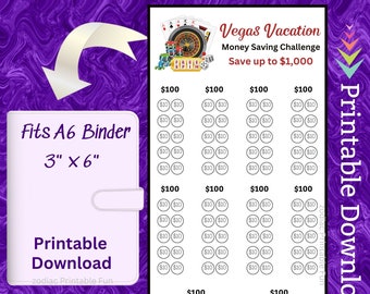 Vegas Trip Cash Savings Challenge Printable Budget Binder Insert for Family Vacation