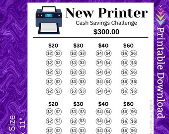 Computer Printer Cash Savings Challenge Printable for Home Office Printing for School Student
