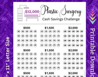 Plastic Surgery Savings Challenge Printable (Digital Download)