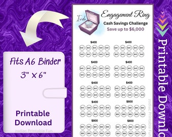 A6 Engagement Ring Cash Savings Challenge Printable Budget binder Insert for Girlfriend Getting Married Ring Gift for Wedding Plans