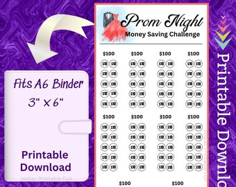 Prom Night Savings Challenge, A6 Budget Binder Insert (Printable PDF)