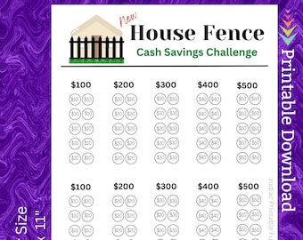 House Fence Savings Challenge Printable, Home Improvement Budget (PDF)