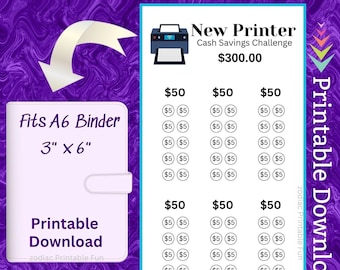 Computer Printer Cash Budget Saving Challenge Tracker Printable A6 Size