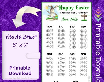Easter Basket A6 Savings challenge Insert Printable for Saving Money for Girls Easter Basket for Boy Easter Basket for Mini Budget Binder