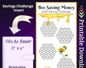 A6 Honeybee Savings Challenge Printable Honeycomb Money Saving Binder Insert for Family Sinking Funds for Queen Bee Cash Saving Budget