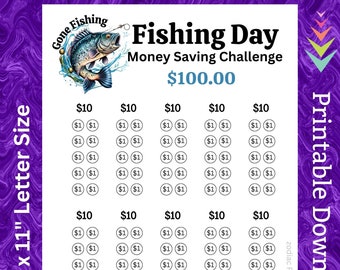 Fishing Trip Fund Savings Challenge Printable for Gift for Fisher for Money Saving for Father's Day Gift for Fisherman for Dad Son Trip
