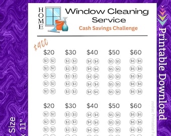 Hausreinigung Savings Challenge Printable Home Fensterputz Geldsparfonds für Hauswartung Cash Budget für Hausbesitzer