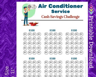 Air Conditioner Savings Challenge Printable Home Maintenance Money Saving Fund for House AC Inspection Cash Saving Budget for Homeowner