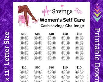 Self Care Savings Challenge Printable für Frauen, die sich um den Körper kümmern Budget für mental emotionale Achtsamkeit Fund für Dankbarkeit