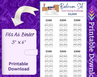 Bedroom Furniture Savings Challenge | A6 Budget Binder Insert (Printable)