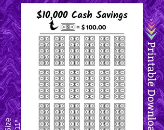 Save 10000 Dollars Savings Challenge Printable 10k Tracker