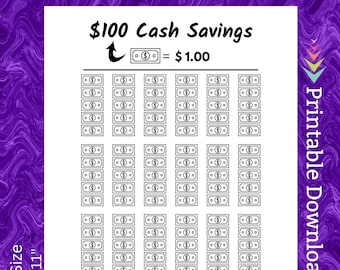 Save 100 Dollars Savings Challenge Printable Tracker