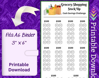 Grocery Savings Challenge Tracker | A6 Budget Insert (Printable)
