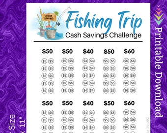Fishing Trip Savings Challenge Printable, Family Vacation Fund (PDF)