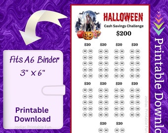 A6 Halloween Cash Savings Challenge Printable Budget Binder Insert for Kids Costume Party