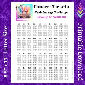 Konzertkarten Einspar-Challenge Musik-Festival-Veranstaltungsplaner Geld sparen Fund Tracker für Konzert-Fans für Teen Men Women Kids