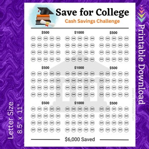 College Savings Challenge Printable, Tuition Payment Tracker (Digital Download)