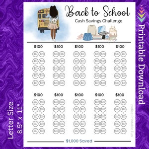 Back to School Savings Challenge Printable (PDF Download)