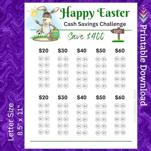 Ostern Saving Challenge Printable für Ostern Korb Ostereiersuche für Familie Junge Mädchen Kinder Kinder Teen Frauen Männer Mama Papa