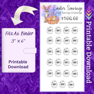 Ostern Korb A6 Spar Challenge Printable Mini Budget Binder Einlage für Ostereiersuche für Mädchen und Jungen für Familie Kinder Kinder Teen
