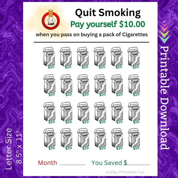 Quit Smoking Tracker Etsy