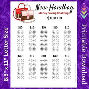 Handtasche Savings Challenge Printable für Frauen Umhängetasche für Geringfügige Geldspar-Challenge für Damen Geldbörse Budget Fund