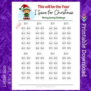 Christmas Savings Challenge Printable for Christmas Countdown Cash Saving Budget for Family Xmas Gift Shopping Money Fund for Kids Presents