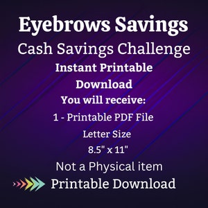 Eyebrows Savings Challenge Printable for Hair Salon Money Saving Sinking Fund for Women Beauty Selfcare Routine Cash Stuffing Budget Tracker