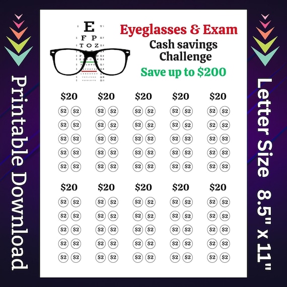 Eyeglasses Savings Challenge Printable: Eye Exam Fund Tracker (PDF)