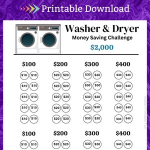 Washer &amp; Dryer Savings Challenge Printable for Home Laundry - Etsy