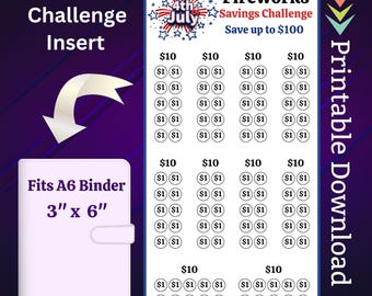 Fireworks Cash Budget Money Saving Challenge Tracker Printable A6 Size