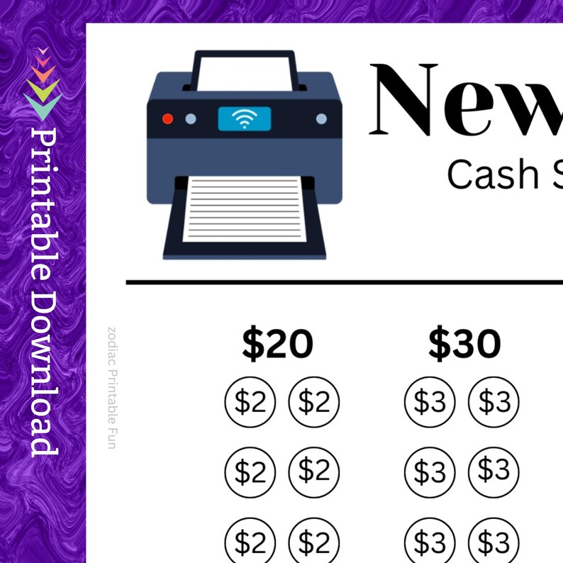 Computer Printer Cash Savings Challenge Printable for Home Office Printing for School Student