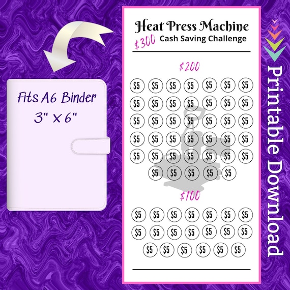 Heat Press Machine A6 Savings Challenge Printable Insert