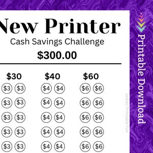Computer Printer Cash Savings Challenge Printable for Home Office Printing for School Student
