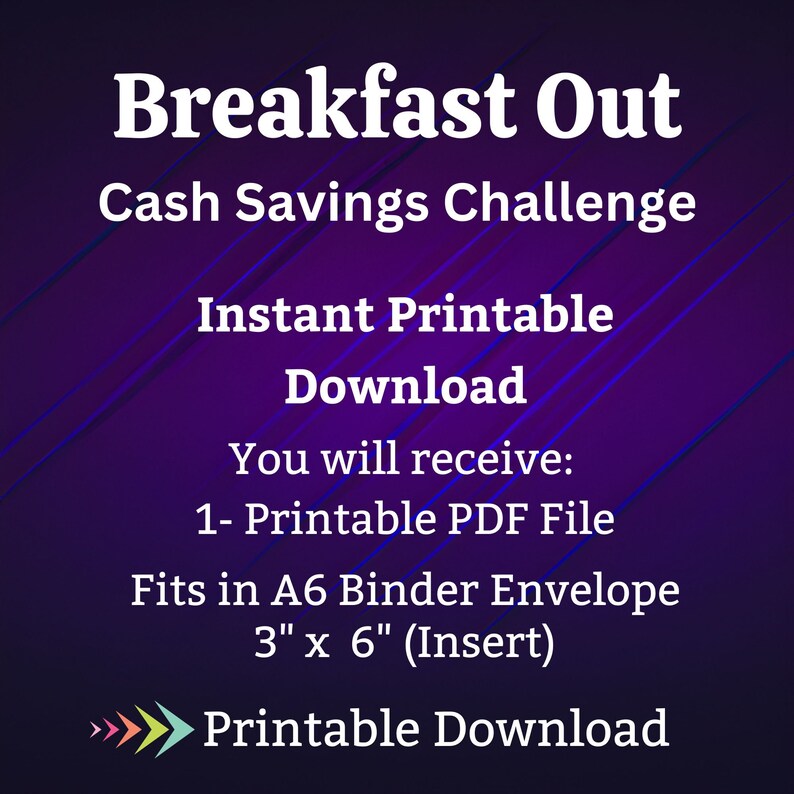 A6 Breakfast Savings Challenge Printable for Morning Breakfast Food ...